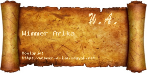 Wimmer Arika névjegykártya